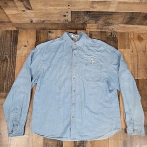 Pillsbury Doughboy Denim Shirt XL Light Blue Vintage Y2K 2000 Advanced Textiles‎